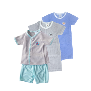 Unisex Eyelet Cotton Short Sleeve Set (3-18 months)