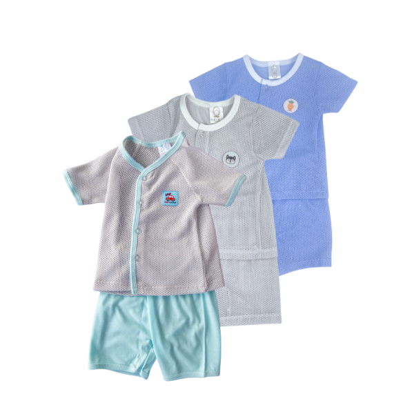 Unisex Eyelet Cotton Short Sleeve Set (3-18 months)