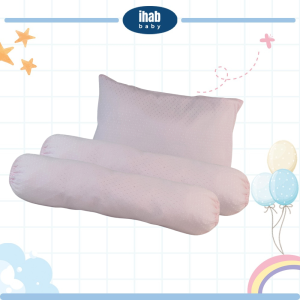 Knitted Cotton Pillow Bolster Set (Light Pink)