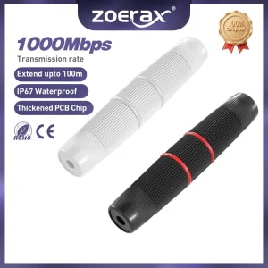 ZOERAX RJ45 Waterproof IP67 Ethernet Coupler Cat7 Cat6A Cat6 Cat5 Outdoor Network Cable Connector Female to