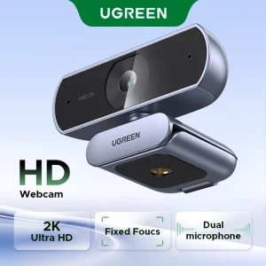 UGREEN Webcam with Dual Microphone Computer USB External Camera 2K Ultra HD, Fixed Focus, Built-in Microphone