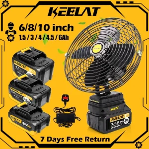 KEELAT 6/8/10 in Lithium Battery Fan Tent Traval Car Fans Metal Mini Fan Outdoor Desktop Cooling Fans Kipas