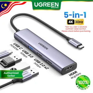 UGREEN 5 IN 1 USB C Hub USB3.0 5Gbps HDMI 4K30Hz PD100W Adapter Dock Laptop MacBook M5 M4 M3 iPad iPhone 17