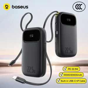【CCC Certified】Baseus 3C 22.5W/45W Power Bank PD Fast Charging Built In Dual-Cable Digital Display For Phone