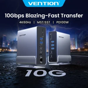 Vention 15-in-1 USB C HUB Docking Station Monitor Dock USB 3.2 10Gbps 4K HDMI DP 60Hz RJ45 1000Mbps SD/TF for