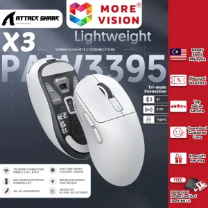 Attack Shark X3 Wireless Gaming Mouse PAW3395 Sensor Lightweight Programmable Up To 200 Hours Battery Life PC