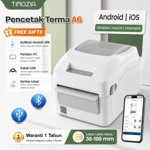 TIMOZIA Bluetooth Thermal Printer Waybill Barcode Shipping Sticker USB BT & I0S TP870