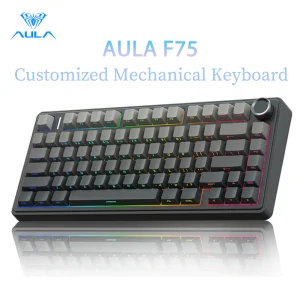 AULA F75 Mechanical Keyboard 75% 80 Key RGB Tri-Mode Wired Bluetooth 2.4G Gasket Structure Hot-swap Gaming