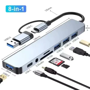 Multi-Port USB-C Hub with Memory Card Reader for Huawei Laptop Haba USB-C Pelabuhan Pelbagai dengan Pembaca
