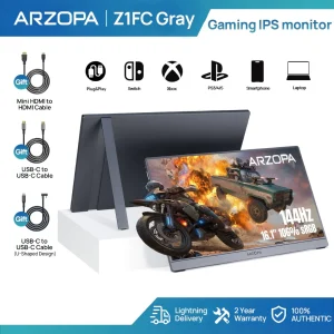 ARZOPA-Z1FC 144Hz Portable Gaming Monitor 106% sRGB For Switch/PlayStation/Xbox/Mac (16.1"/1080P HDR)