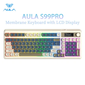 AULA S99PRO Membrane Keyboard 99 Keys Wired Bluetooth 2.4G RGB LCD Display Screen Multi-function Roller