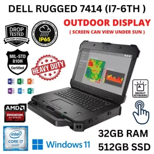 DELL RUGGED 7414 i7 Military TAHAN LASAK Grade IP65 Waterproof Laptop Drop Outdoor Sunlight Display
