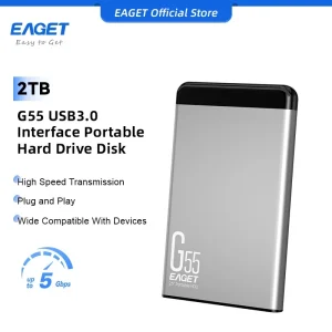EAGET G55 5Gbps High-Speed Portable External Hard Drive For PC Desktop&Laptops&Phone (500GB/1TB/2TB)