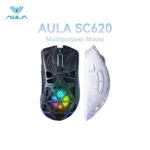 AULA SC620 Wireless Mouse Hollow Out Lightweight Design Tri-Mode 12000 DPI PAW3311 Fire Button Game Office