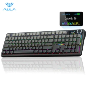 AULA F108 PRO Customized Mechanical Keyboard 104 keys Bluetooth/2.4G/wired Hot swappable RGB light Office