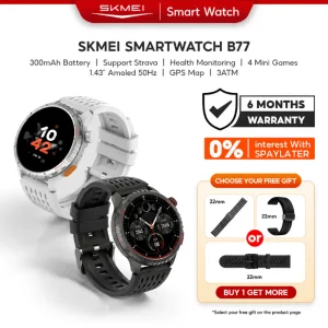 SKMEI B77 Smartwatch Man Built-in GPS 3ATMWaterproof 1.43" 60Hz AMOLED Display Outdoor Sports Fitness Tracker