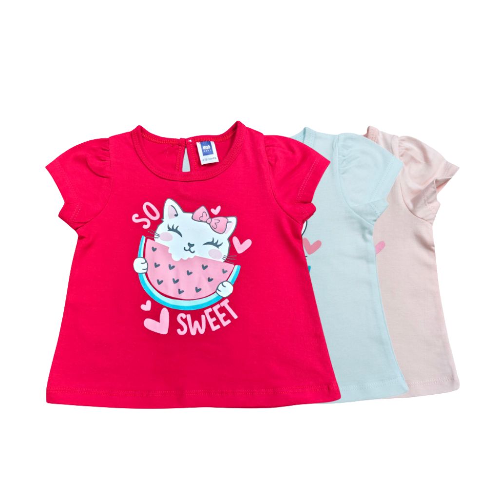 Pink Watermelon Cat Girl Short Sleeve T-Shirt