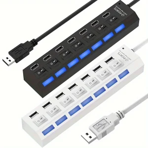 USB Hub Adapter LED Power On Off Switch Multi Usb Ports Extension for Laptop Computer