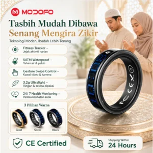 MODOFO Smart Ring LED Digital Display Fitness Health IP68 Waterproof Heart Rate Monitor Sleep Tracker &
