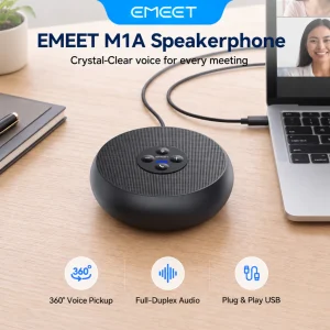 EMEET Speakerphone Conference 2 AI Mikrofon 360° Voice Pickup Advanced Noise Reduction Microphone Plug & Play
