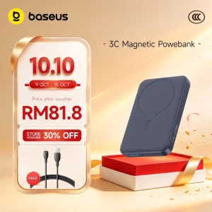 【CCC Certified】Baseus EnerFill FM11 Ultra-Mini Magnetic Power Bank 10000mAh 15W Wireless Charging 22.5W Wired