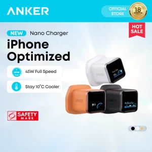 [2026 New] Anker Nano USB C Wall Charger, 45W Fast Charging Smart Display Charger, with Smart Recognition
