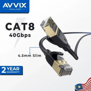 AVVIX Cat8 Ethernet Cable 40Gbps SFTP RJ45 LAN Internet Network Kabel 1m-20m Slim 4.5mmOD PC Router