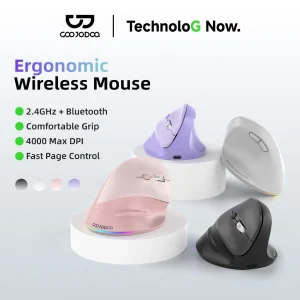 GOOJODOQ Ergonomic Mouse Dual Mode Blutooth 5.0 2.4ghz 400Dpi Silent Operation Type C Mice