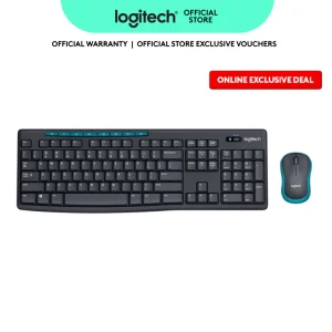 Logitech MK275 Wireless Keyboard and Mouse Combo, 2.4 GHz Wireless, Compact Wireless Mouse, 8 Multimedia &
