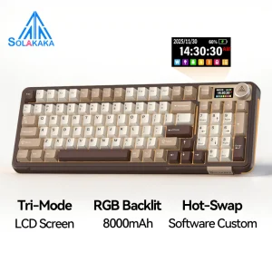 SOLAKAKA A99PRO Customized Mechanical Keyboard 99 Keys Tri-Mode Hot-swap LCD Smart Screen RGB light 8000mAh