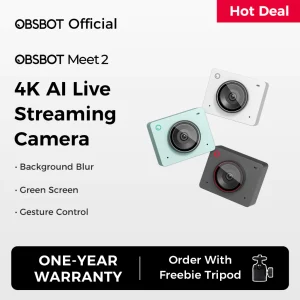 OBSBOT Meet 2 4K AI Webcam Auto Focus 60fps HDR PC Camera Dual Mic for Live Stream & Gaming