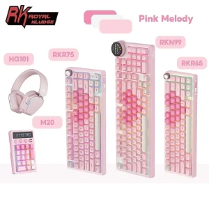 Royal Kludge RK R65 R75 N99 Pink Melody RGB Mechanical Keyboard With Knob And Keyboard Headset Numeric Keypad