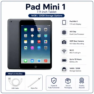 Pad Mini 1 7.9" Tablet 16GB/32GB | WiFi Ready | Study, Online Class & Entertainment Device