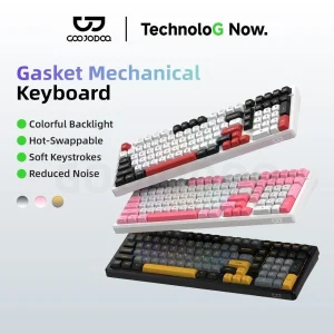 GOOJODOQ 2.4G Wireless Bluetooth Gasket Mechanical Keyboard Bluetooth 5.0 and Wired Connection 16 Million