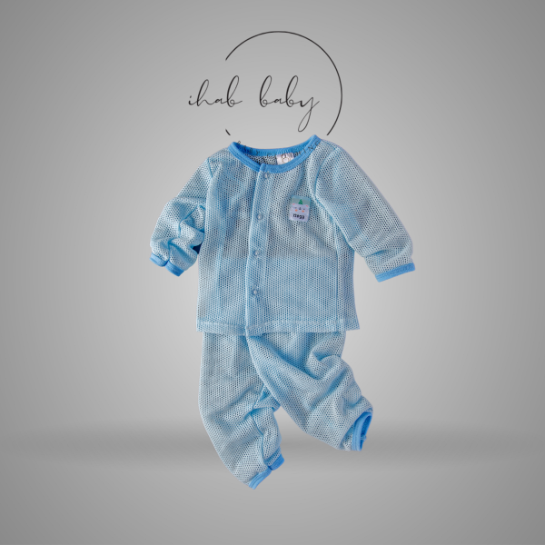 Unisex Eyelet Cotton Short Sleeve Set (3-18 months) - Image 2