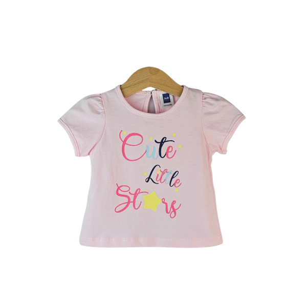 White/Pink Rabbit Print Cotton T-Shirt (0-24 months)