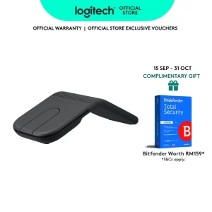 Logitech Mobi Fold, Ultra-Portable Travel Mouse, Small and Light, Touch Scroll, Quiet Clicks, 4K DPI
