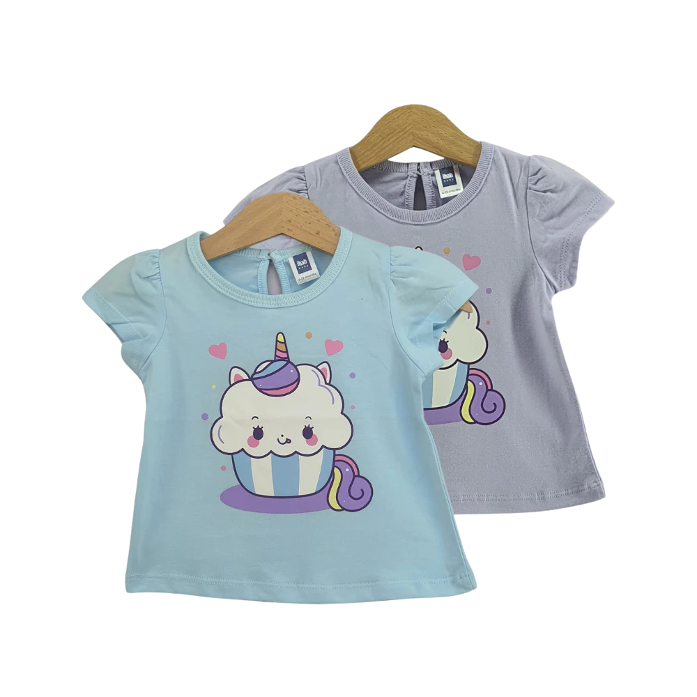 Unicorn Cup Cake Girl Short Sleeve T-Shirt
