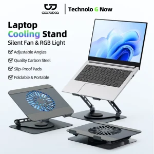GOOJODOQ Laptop Cooling Stand Freely Adjustable Angle Silent Fan With RGB Light