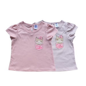 Pink Cat Print Short Sleeve T-Shirt (0-36 months)
