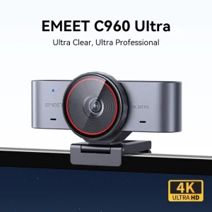 EMEET Webcam 4K UHD 0.2s PDAF Autofocus 60FPS with Light Correction Noise-Reducing Dual Mic Aluminum Alloy