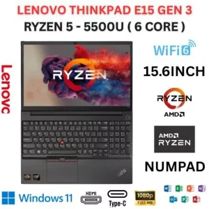 GAMING LENOVO THINKPAD E15 RYZEN 5-5500U 6 CORE PROCESSOR 16GB RAM 512GB NVMe WINDOW 11 PRO LAPTOP