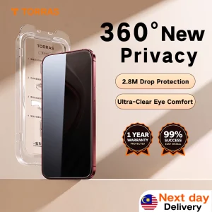 TORRAS 【360°Privacy, Easy on the Eyes】8K HD Tempered Glass for iPhone 18 17 16 15 14 13 12 Pro Max Screen