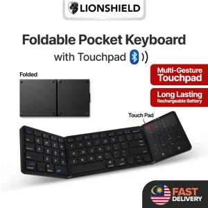 LionShield Foldable Bluetooth Keyboard with Touchpad, Portable Multi-Device Rechargeable Wireless Keyboard