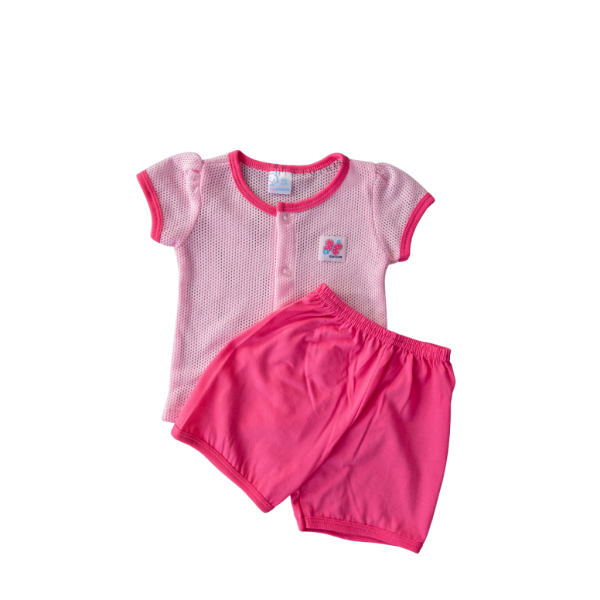 Unisex Eyelet Cotton Short Sleeve Set (3-18 months)