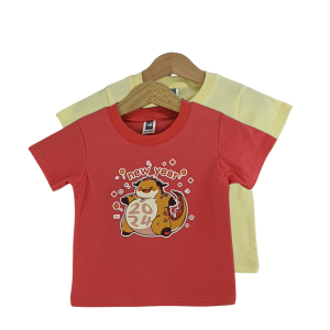 Cotton Red Round Neck Tee (0-24 months)