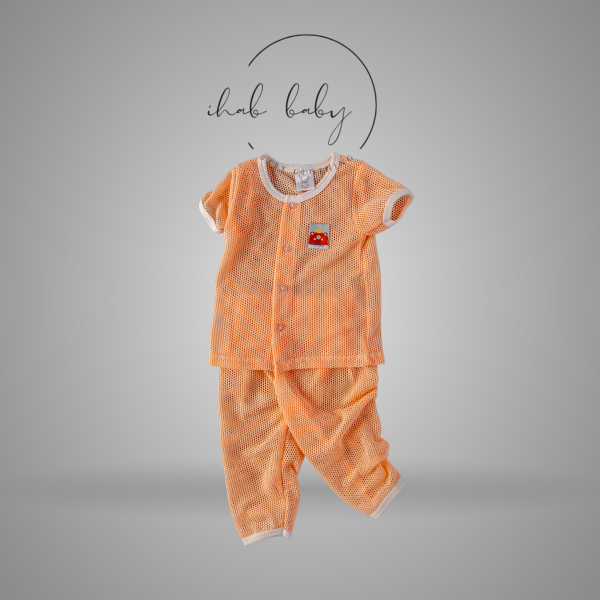 Unisex Eyelet Cotton Short Sleeve Set (3-18 months) - Image 5
