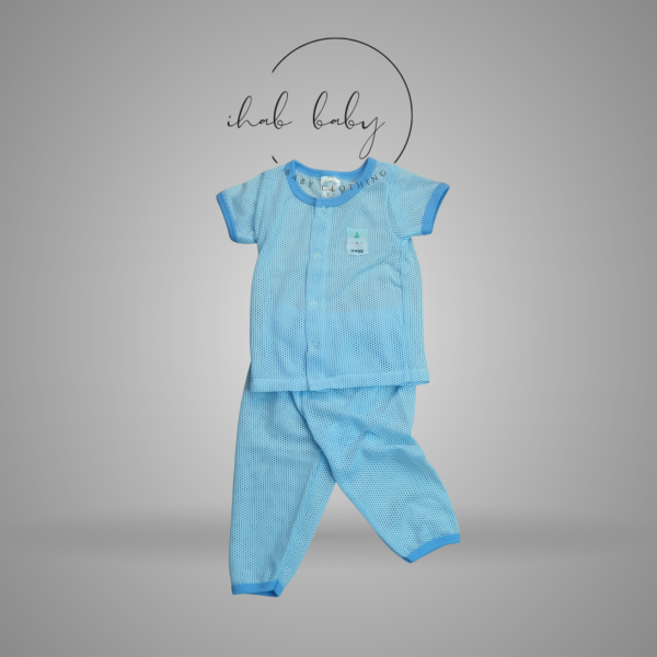 Unisex Eyelet Cotton Short Sleeve Set (3-18 months) - Image 4
