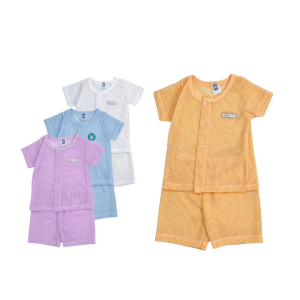 Unisex Eyelet Cotton Short Sleeve Set (3-18 months)