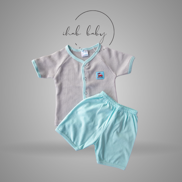 Unisex Eyelet Cotton Short Sleeve Set (3-18 months) - Image 3